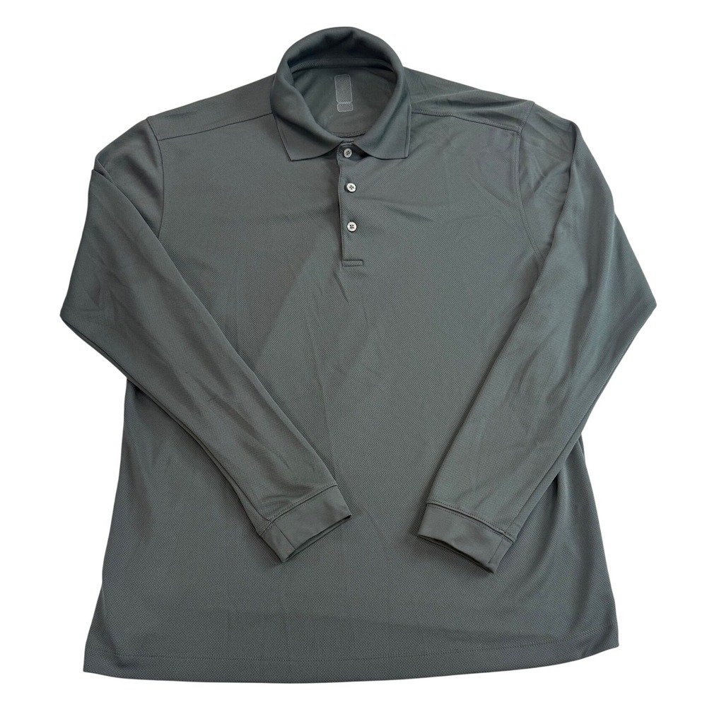 PGA Tour Polo Long Sleeve Dry Fit Performance Gray Mens 2XL Active Golf Shirt